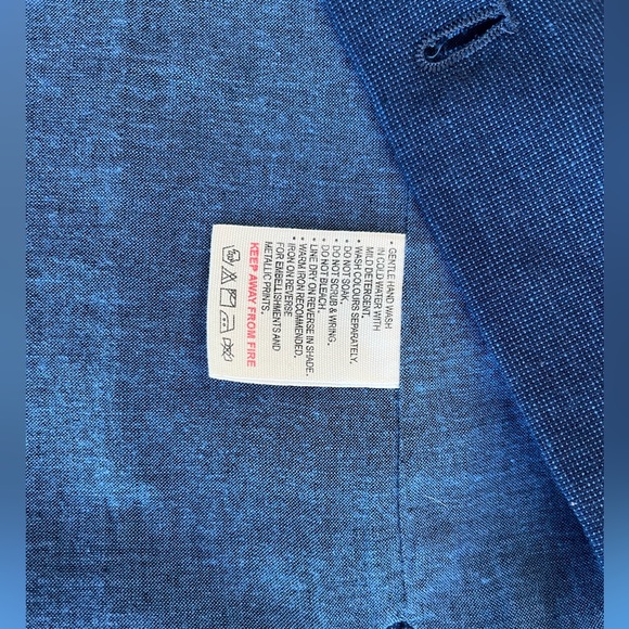 NWT Fabindia Men Sleeveless Jacket Vest Nehru Mandarin Collar Woven Cotto Blue M - Picture 8 of 10